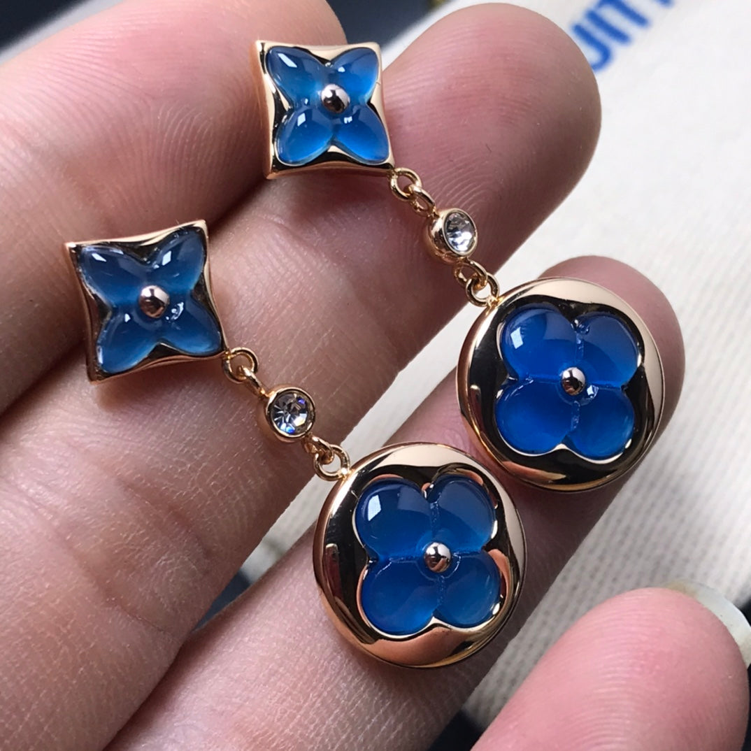 [Rose Jewelrys]STAR AND SUN AGATE DIAMOND EARRINGS