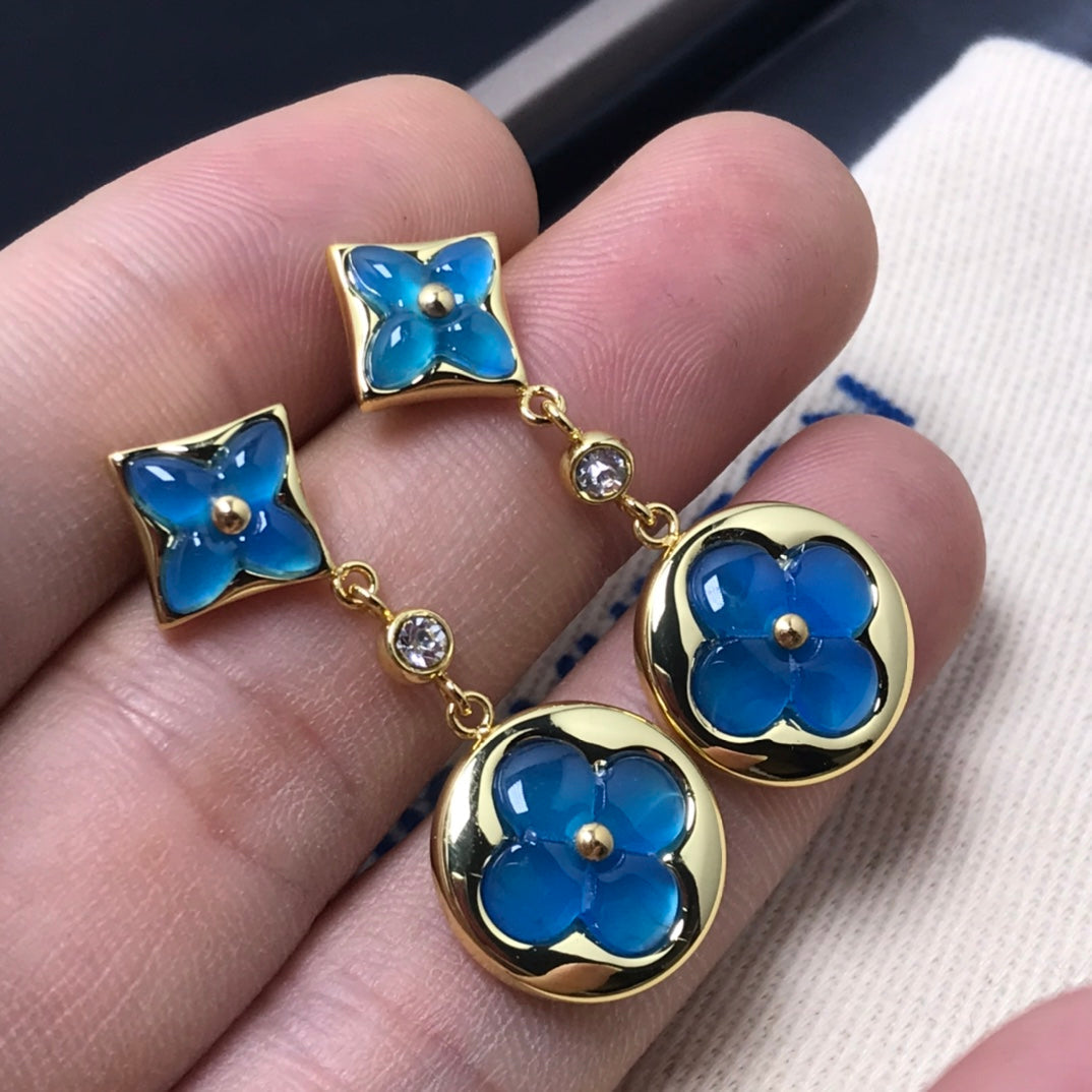 [Rose Jewelrys]STAR AND SUN AGATE DIAMOND EARRINGS