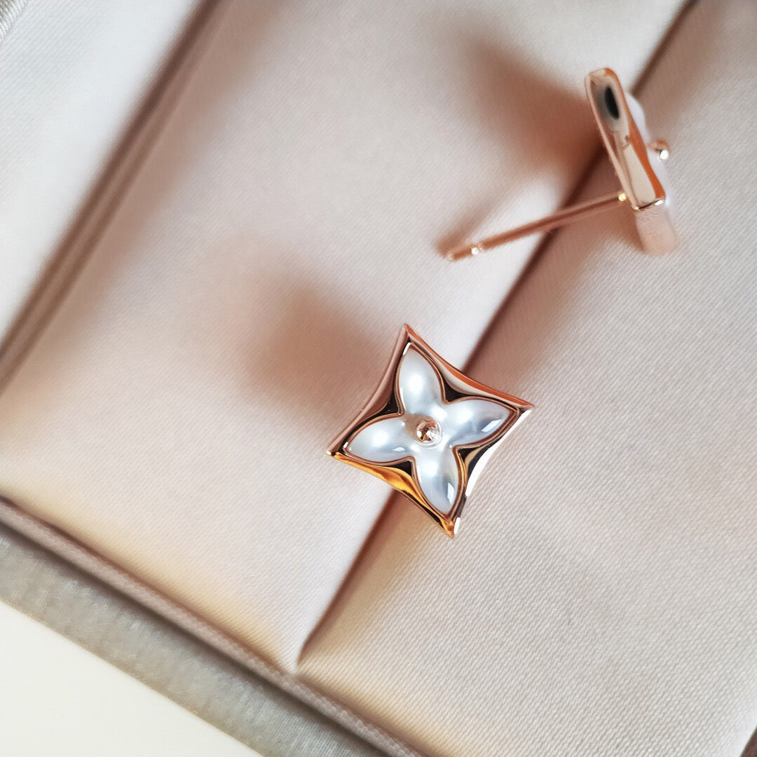 [Rose Jewelrys]STAR MOP PINK GOLD EARRINGS
