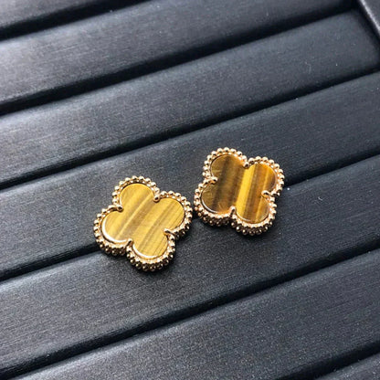 [Rose Jewelrys]CLOVER MEDIUM 1 MOTIFS TIGER EYE EARRINGS
