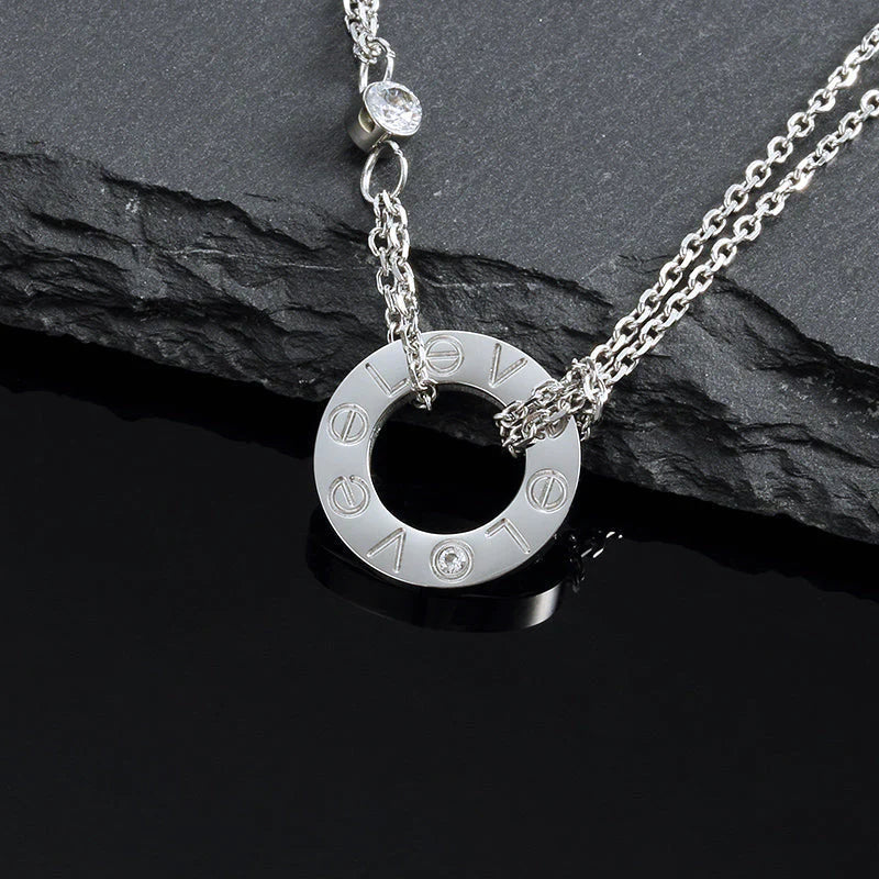 [Rose Jewelrys]LOVE NECKLACE 16MM 2 DIAMONDS
