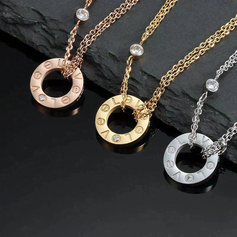 [Rose Jewelrys]LOVE NECKLACE 16MM 2 DIAMONDS