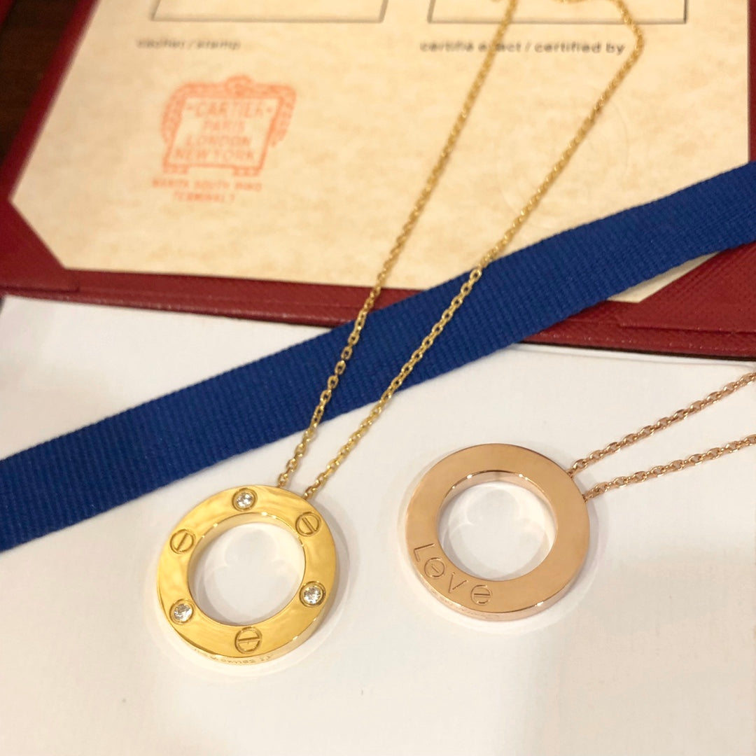 [Rose Jewelrys]LOVE NECKLACE 16MM 3 DIAMONDS