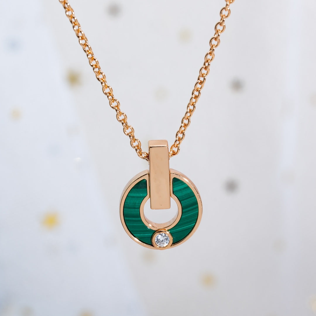 [Rose Jewelrys]GARI NECKLACE PINK GOLD MALACHITE