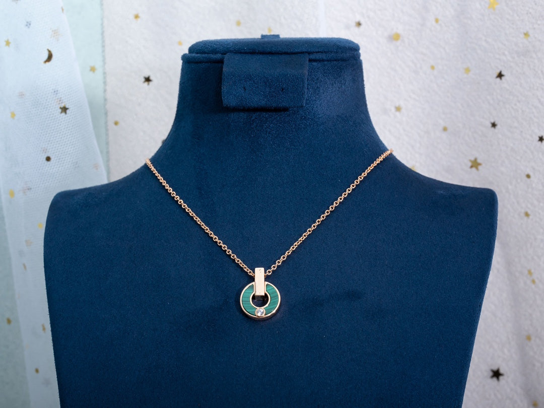[Rose Jewelrys]GARI NECKLACE PINK GOLD MALACHITE