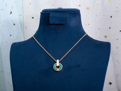 [Rose Jewelrys]GARI NECKLACE PINK GOLD MALACHITE