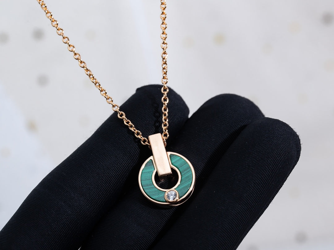 [Rose Jewelrys]GARI NECKLACE PINK GOLD MALACHITE