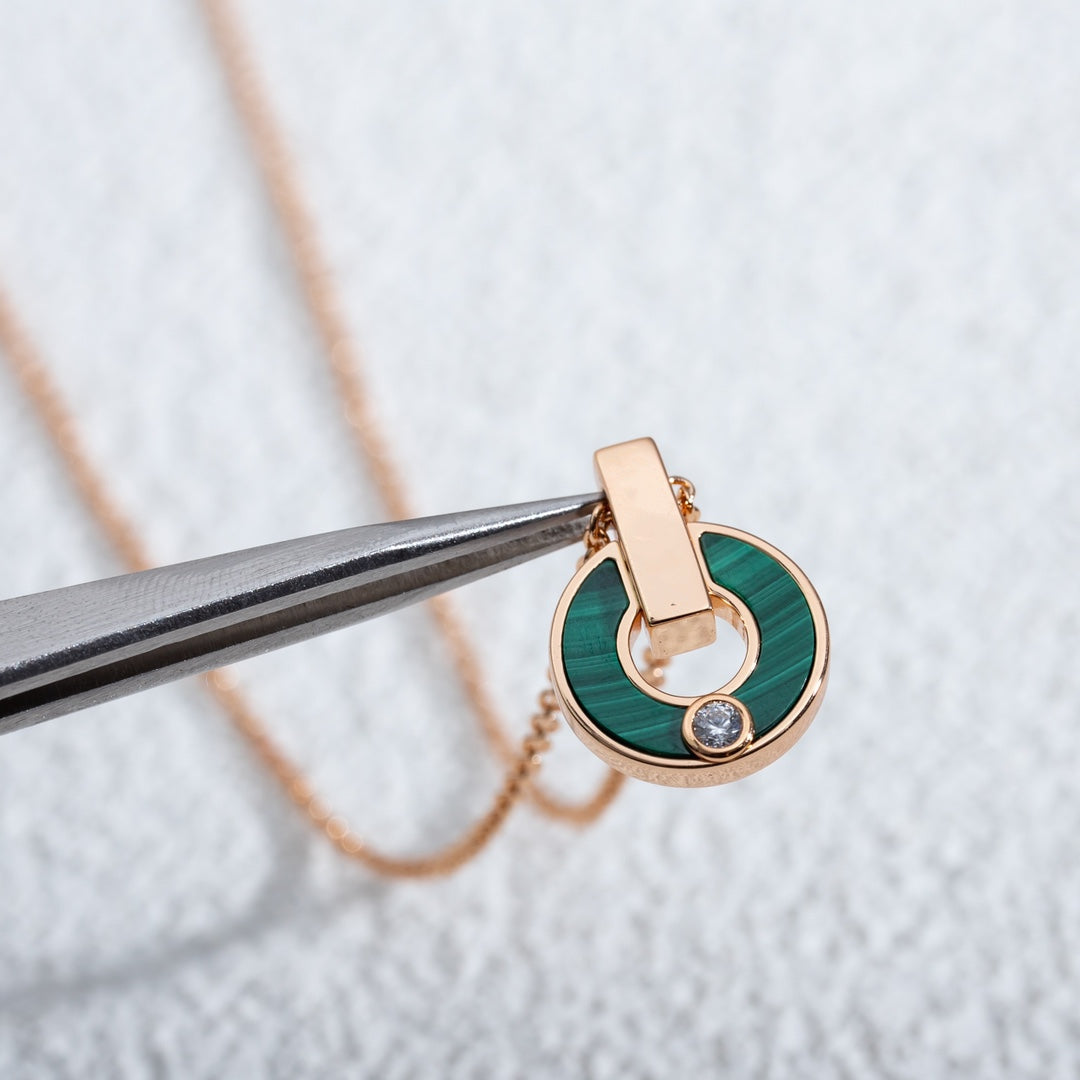[Rose Jewelrys]GARI NECKLACE PINK GOLD MALACHITE