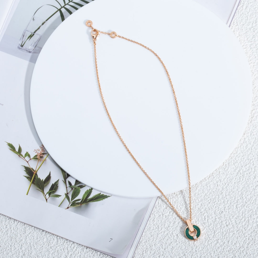 [Rose Jewelrys]GARI NECKLACE PINK GOLD MALACHITE
