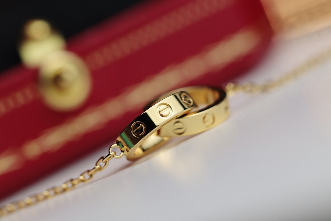 [Rose Jewelrys]LOVE NECKLACE DOUBLE RING GOLD