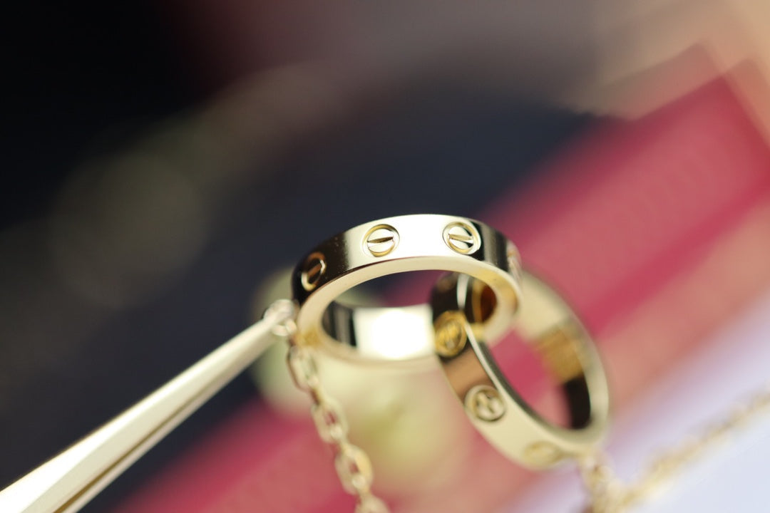 [Rose Jewelrys]LOVE NECKLACE DOUBLE RING GOLD
