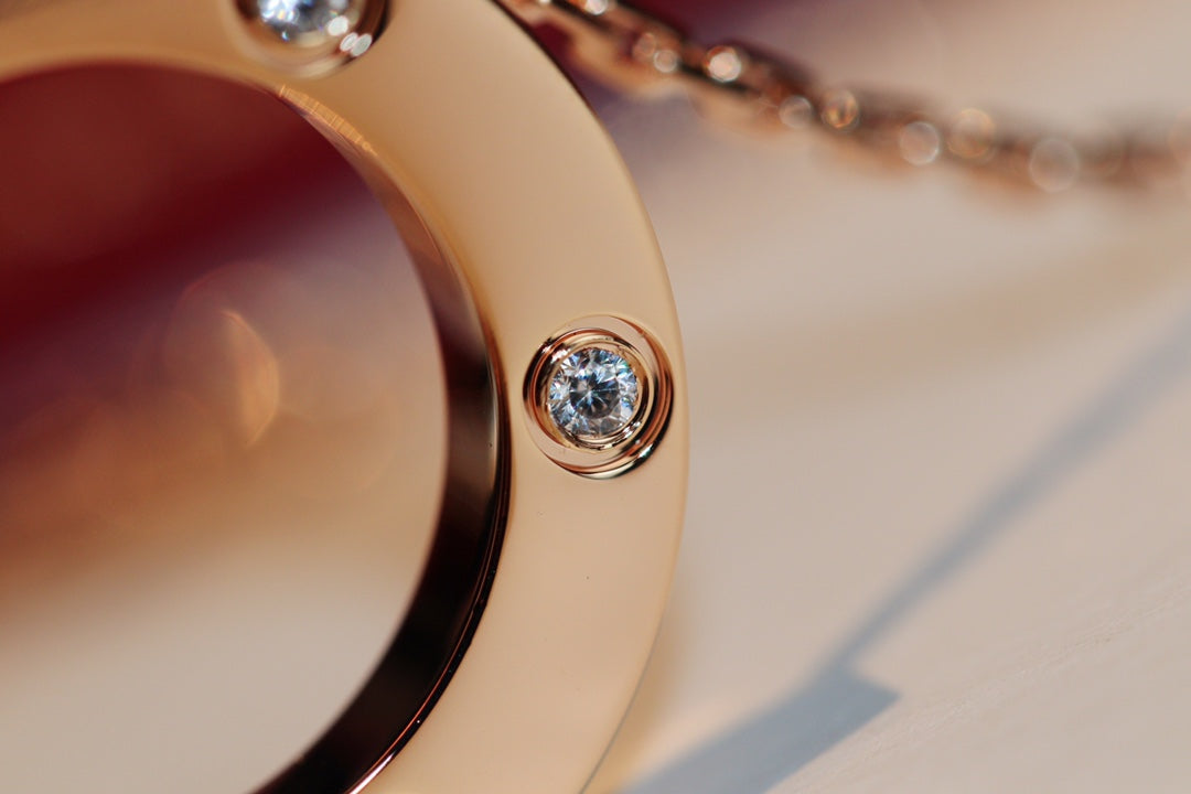 [Rose Jewelrys]LOVE NECKLACE 16MM 6 DIAMONDS PINK GOLD