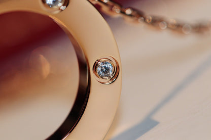 [Rose Jewelrys]LOVE NECKLACE 16MM 6 DIAMONDS PINK GOLD