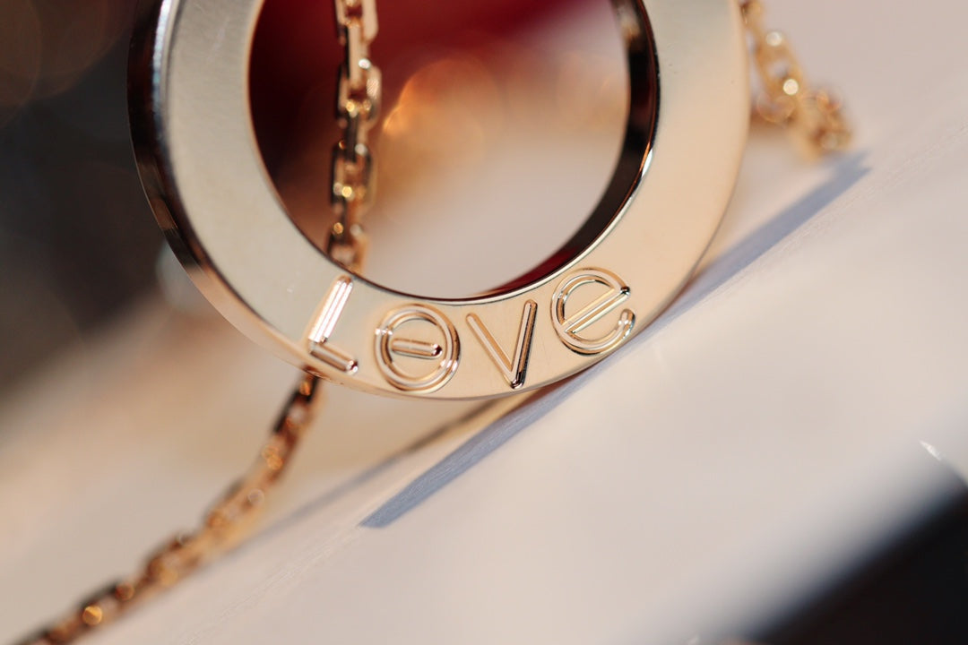 [Rose Jewelrys]LOVE NECKLACE 16MM 6 DIAMONDS PINK GOLD