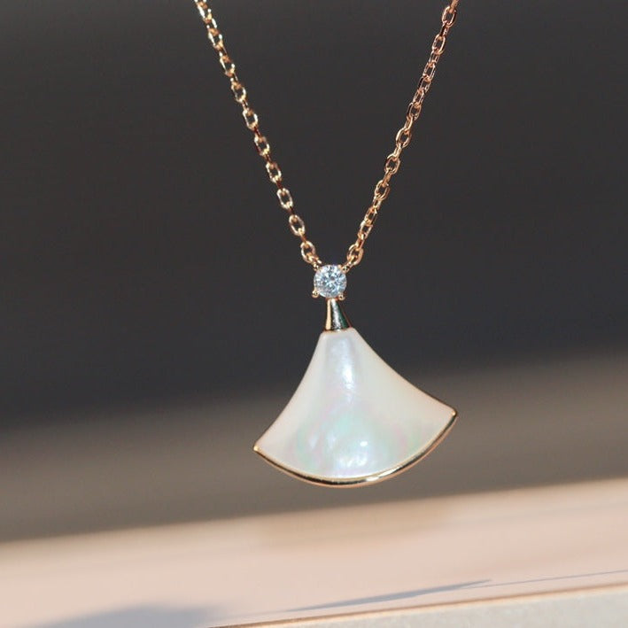 [Rose Jewelrys]DREAM NECKLACE WHITE MOP PINK GOLD 1 DIAMOND