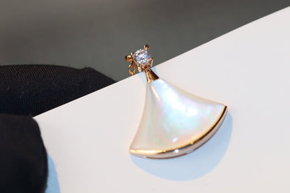 []DREAM NECKLACE WHITE MOP PINK GOLD 1 DIAMOND