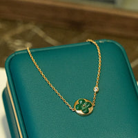 [🌹Rose💎]SUN MALACHITE 1 DIAMOND PINK GOLD BRACELET