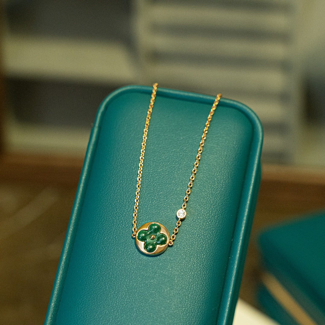 [Rose Jewelrys]SUN MALACHITE 1 DIAMOND PINK GOLD BRACELET