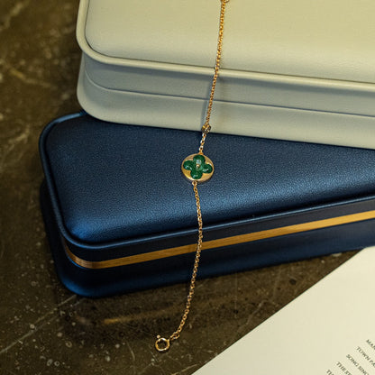 [Rose Jewelrys]SUN MALACHITE 1 DIAMOND PINK GOLD BRACELET