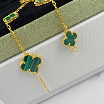 [Rose Jewelrys]MAGIC CLOVER MALACHITE GOLD BRACELET 5 MOTIFS