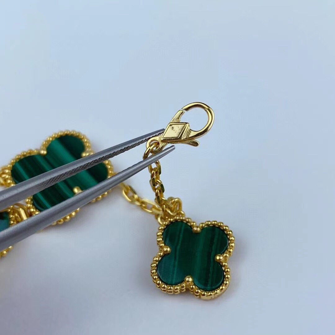 [Rose Jewelrys]MAGIC CLOVER MALACHITE GOLD BRACELET 5 MOTIFS