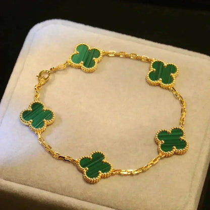 [Rose Jewelrys]CLOVER 5 MOTIFS MALACHITE BRACELET