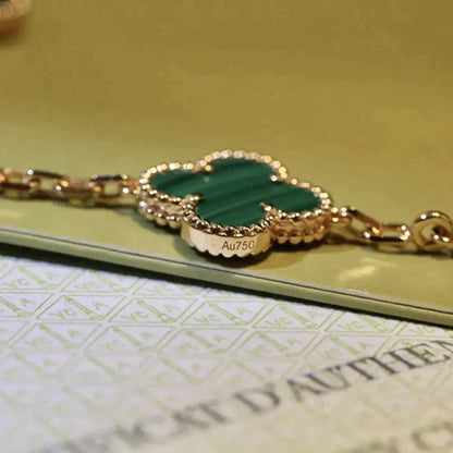 [Rose Jewelrys]CLOVER 5 MOTIFS MALACHITE BRACELET
