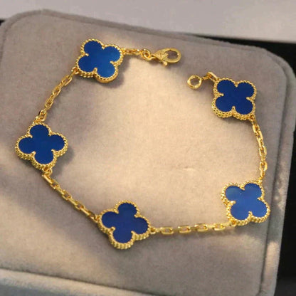 [Rose Jewelrys]CLOVER 5 MOTIFS BLUE AGATE BRACELET