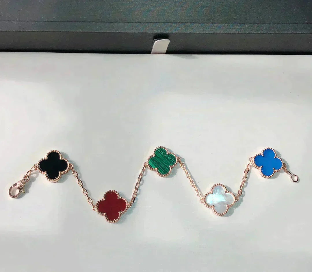 [Rose Jewelrys]CLOVER 5 MOTIFS MULTICOLOR  BRACELET