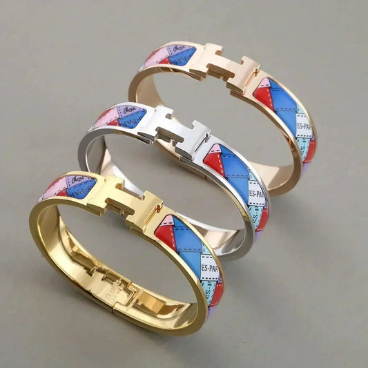 [Rose Jewelrys]H BRACELET DOTTED BORDER 12MM
