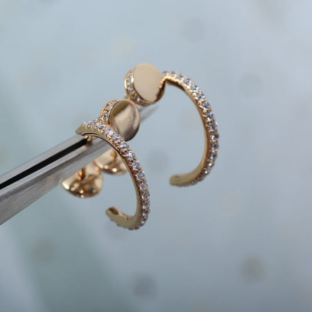 [🌹Rose💎]JUSTE EARRINGS 12.75MM PINK GOLD DIAMOND