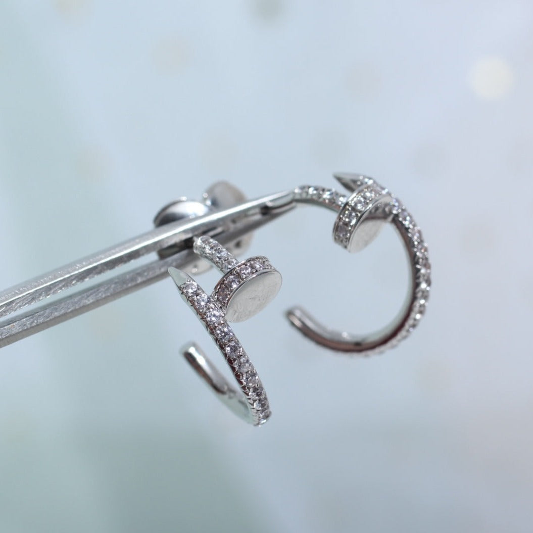 []JUSTE EARRINGS 12.75MM SILVER DIAMOND