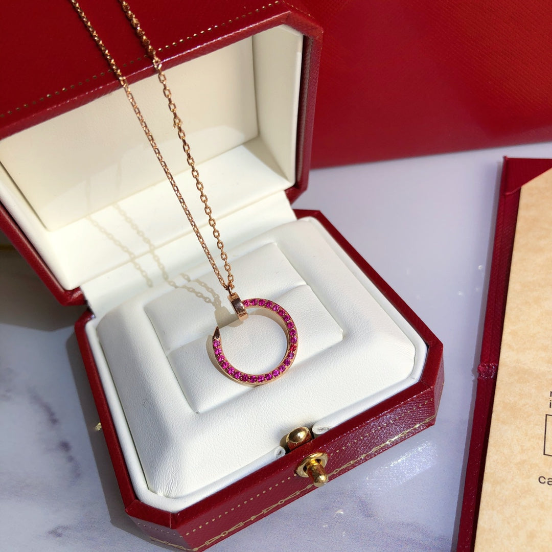 [Rose Jewelrys]JUSTE NECKLACE GOLD RED DIAMONDS