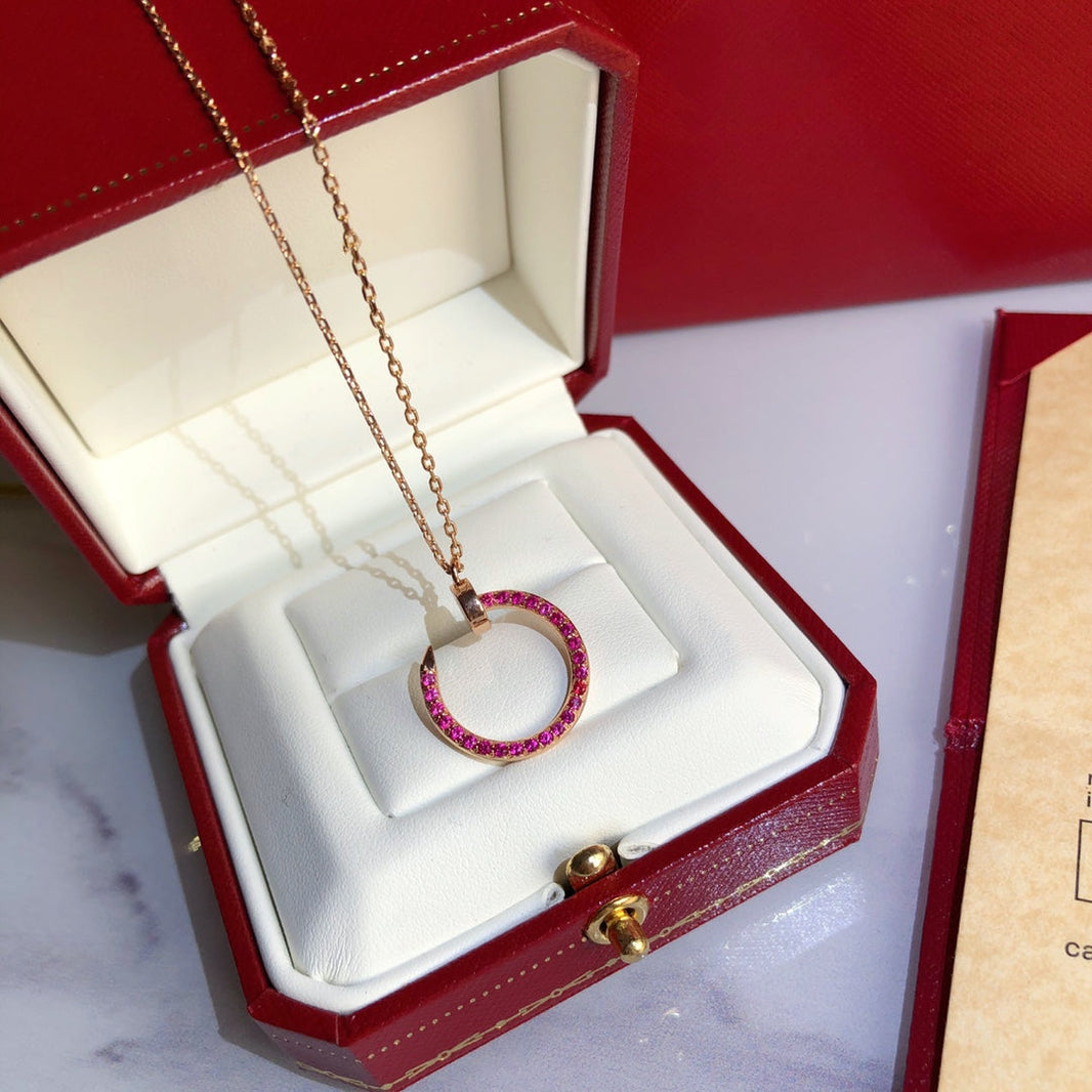[🌹Rose💎]JUSTE NECKLACE GOLD RED DIAMONDS