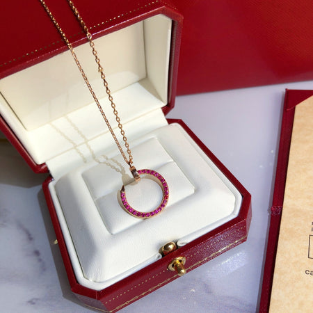 [🌹Rose💎]JUSTE NECKLACE GOLD RED DIAMONDS