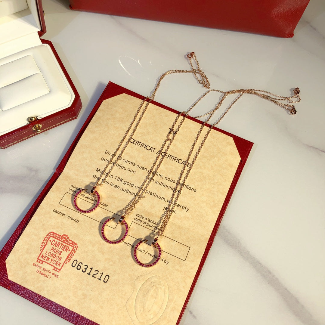 [Rose Jewelrys]JUSTE NECKLACE GOLD RED DIAMONDS