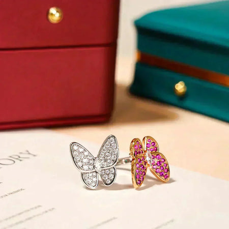 [🌹Rose💎]TWIN BUTTERFLY DIAMOND RING