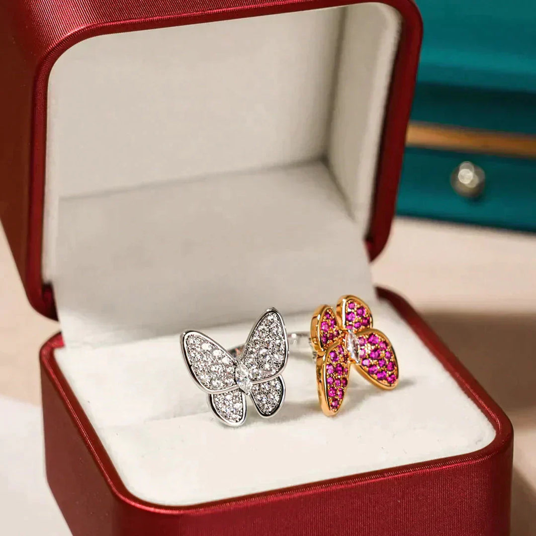 [🌹Rose💎]TWIN BUTTERFLY DIAMOND RING