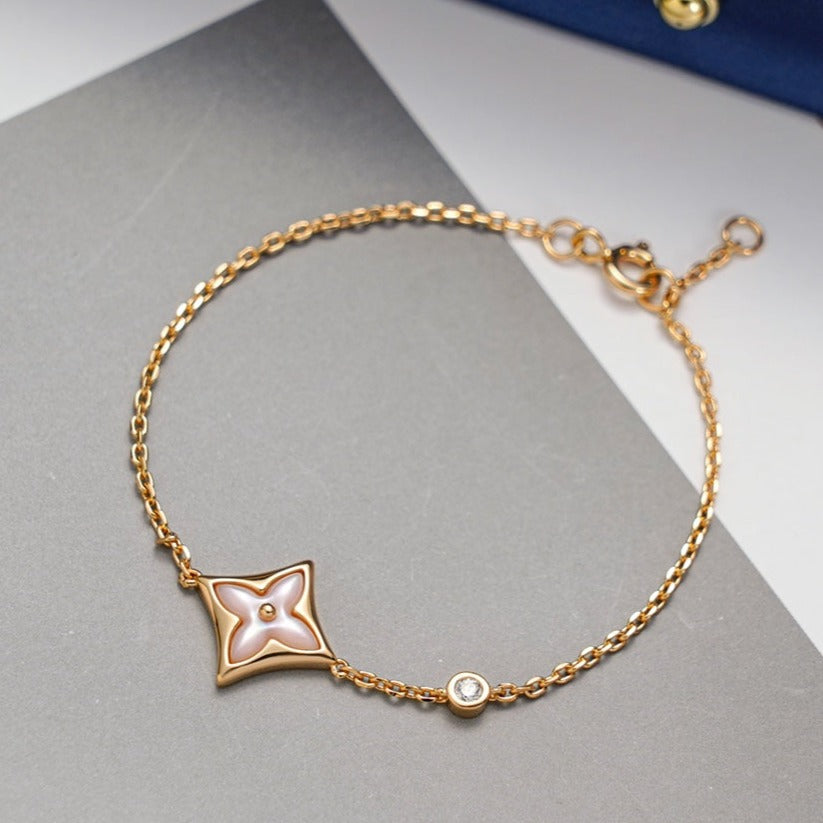 [Rose Jewelrys]STAR 1 DIAMOND PINK GOLD BRACELET