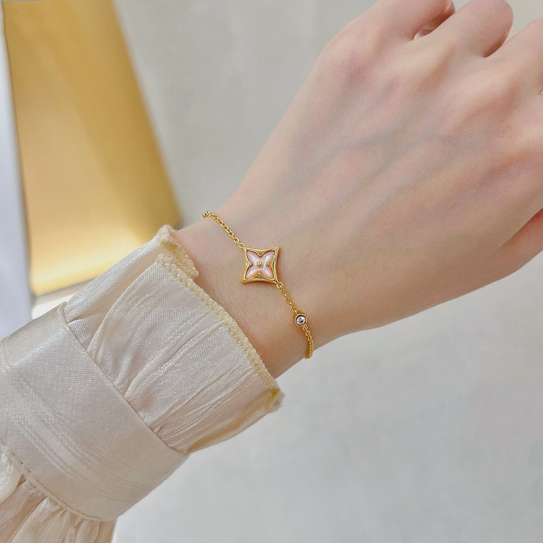 [Rose Jewelrys]STAR 1 DIAMOND PINK GOLD BRACELET