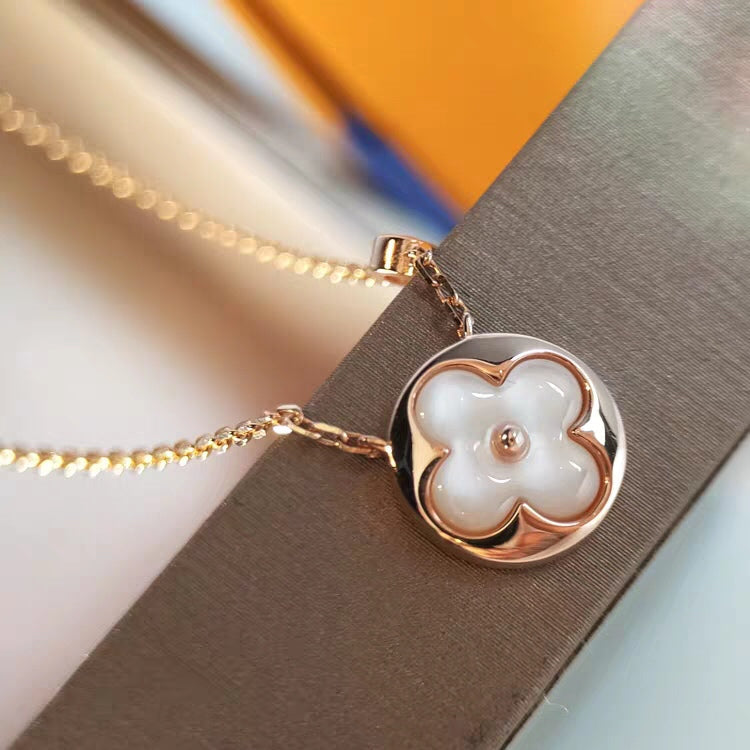 [Rose Jewelrys]SUN MOP GOLD 1 DIAMOND NECKLACE