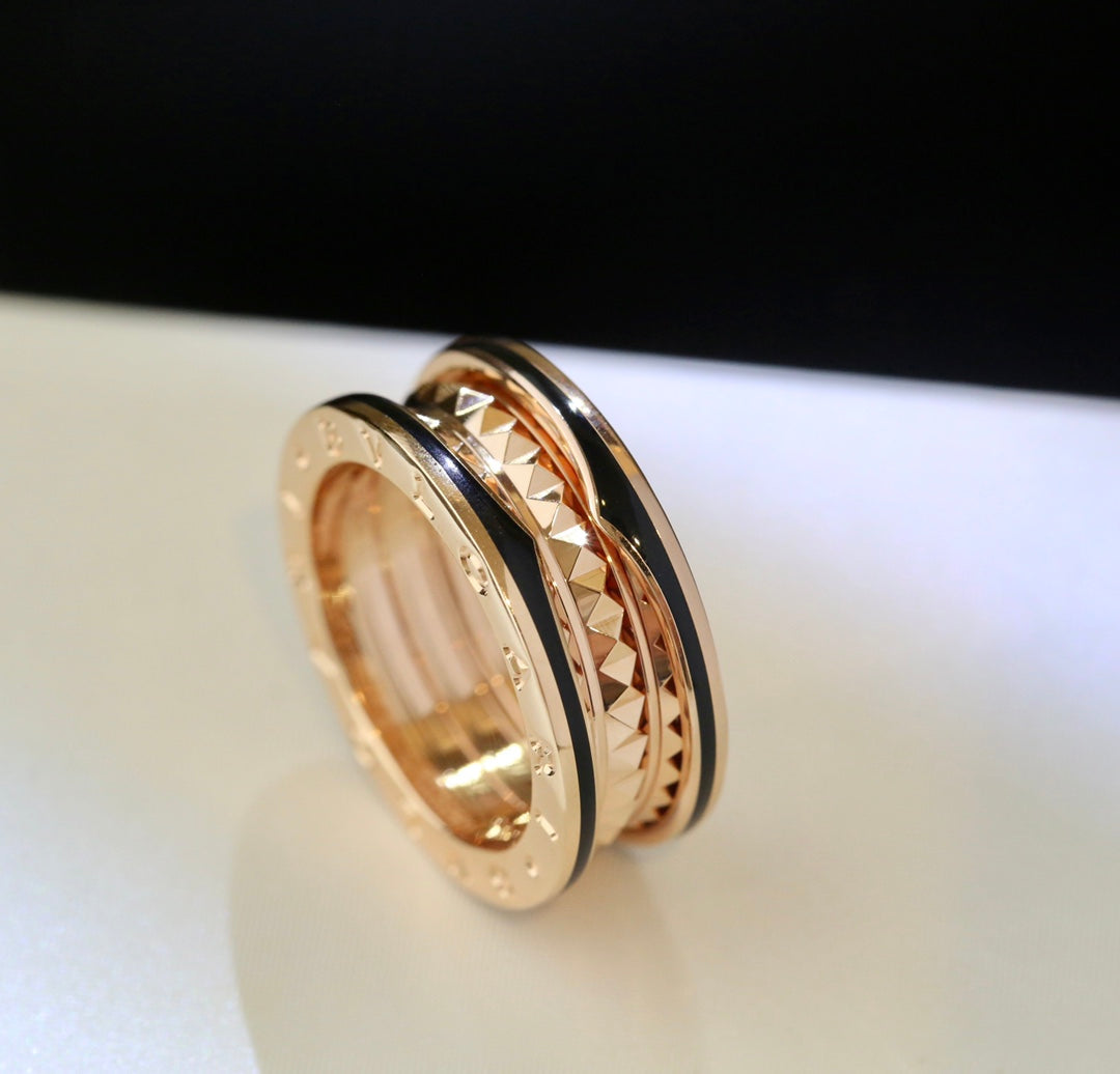 [Rose Jewelrys]ZERO 1 PINK GOLD BLACK CERAMIC RING