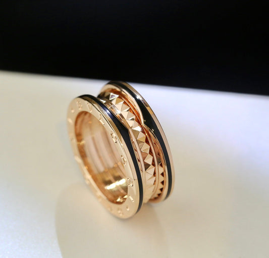 [Rose Jewelrys]ZERO 1 PINK GOLD BLACK CERAMIC RING