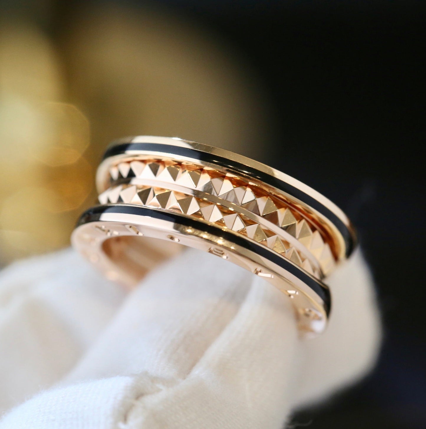 [Rose Jewelrys]ZERO 1 PINK GOLD BLACK CERAMIC RING