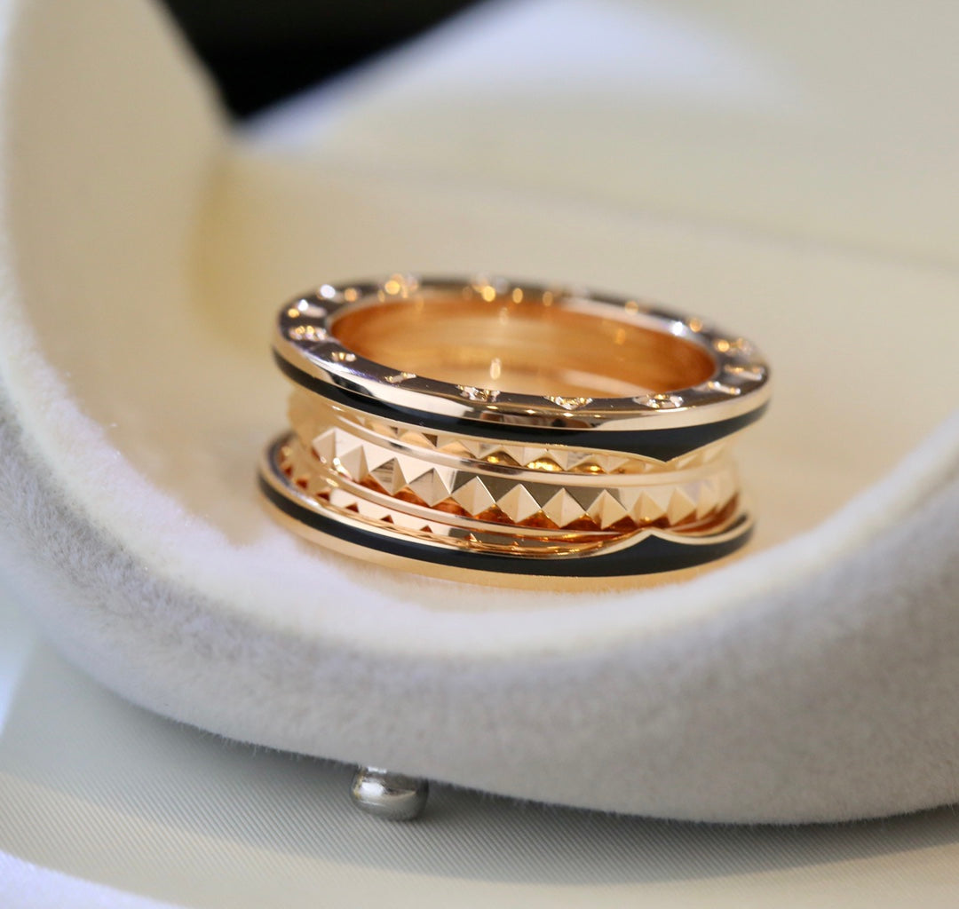 [Rose Jewelrys]ZERO 1 PINK GOLD BLACK CERAMIC RING