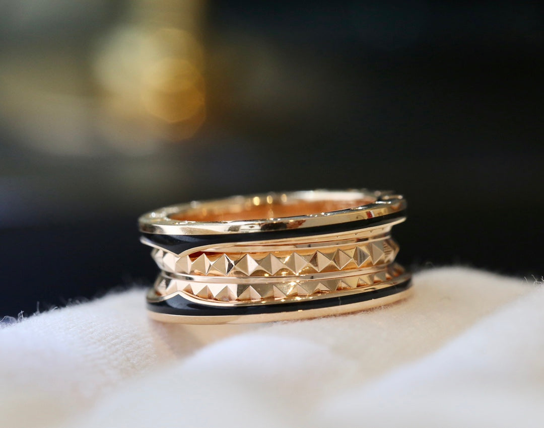 [Rose Jewelrys]ZERO 1 PINK GOLD BLACK CERAMIC RING