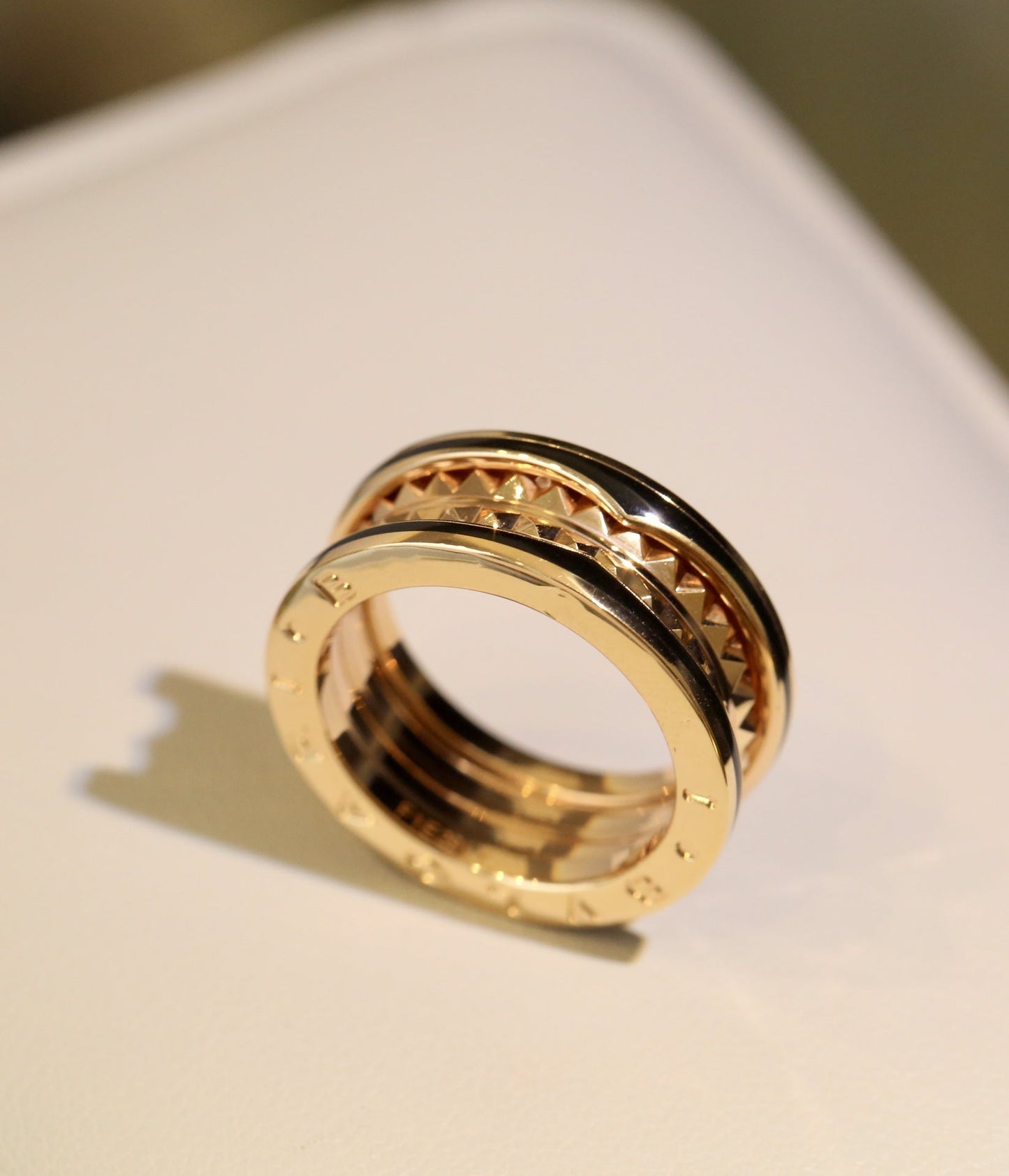 [Rose Jewelrys]ZERO 1 PINK GOLD BLACK CERAMIC RING