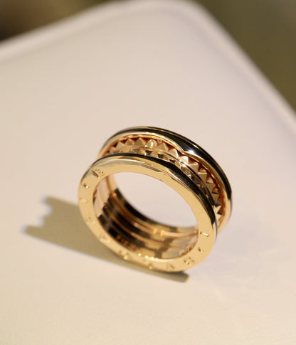 [Rose Jewelrys]ZERO 1 PINK GOLD BLACK CERAMIC RING