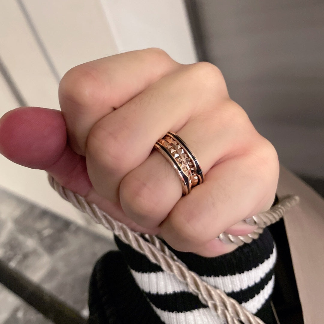 [Rose Jewelrys]ZERO 1 PINK GOLD BLACK CERAMIC RING