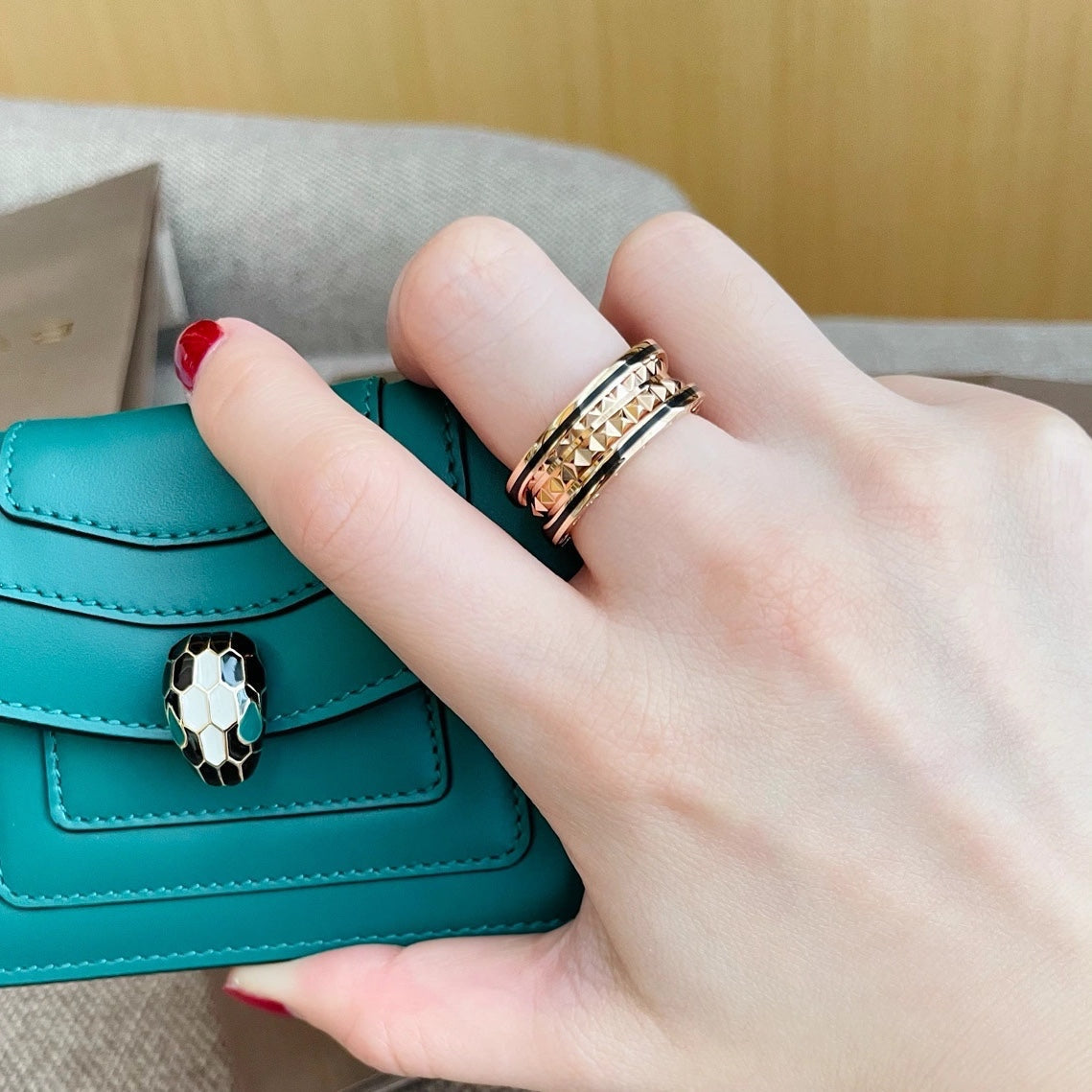 [Rose Jewelrys]ZERO 1 PINK GOLD BLACK CERAMIC RING